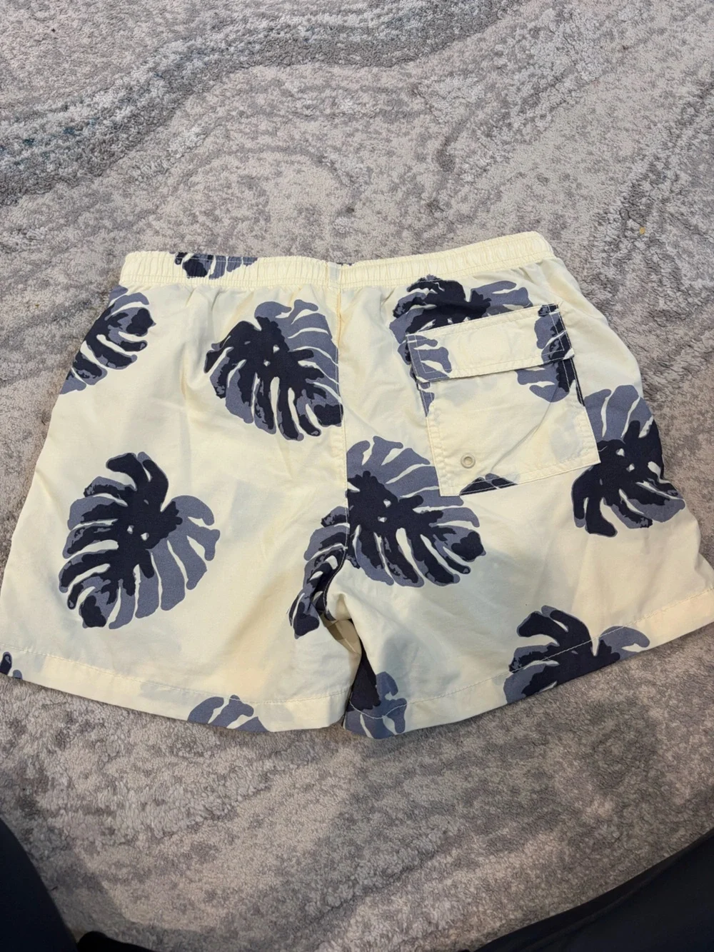 Zara Cream Shorts with Navy Leaf Print